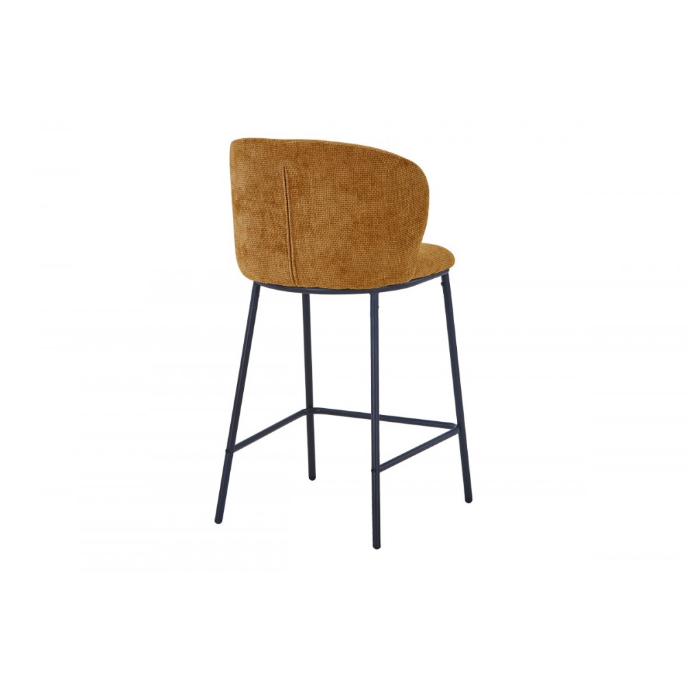 Σκαμπό μπαρ "KARG" από ύφασμα/μέταλλο σε χρώμα camel/μαύρο 49x46x93