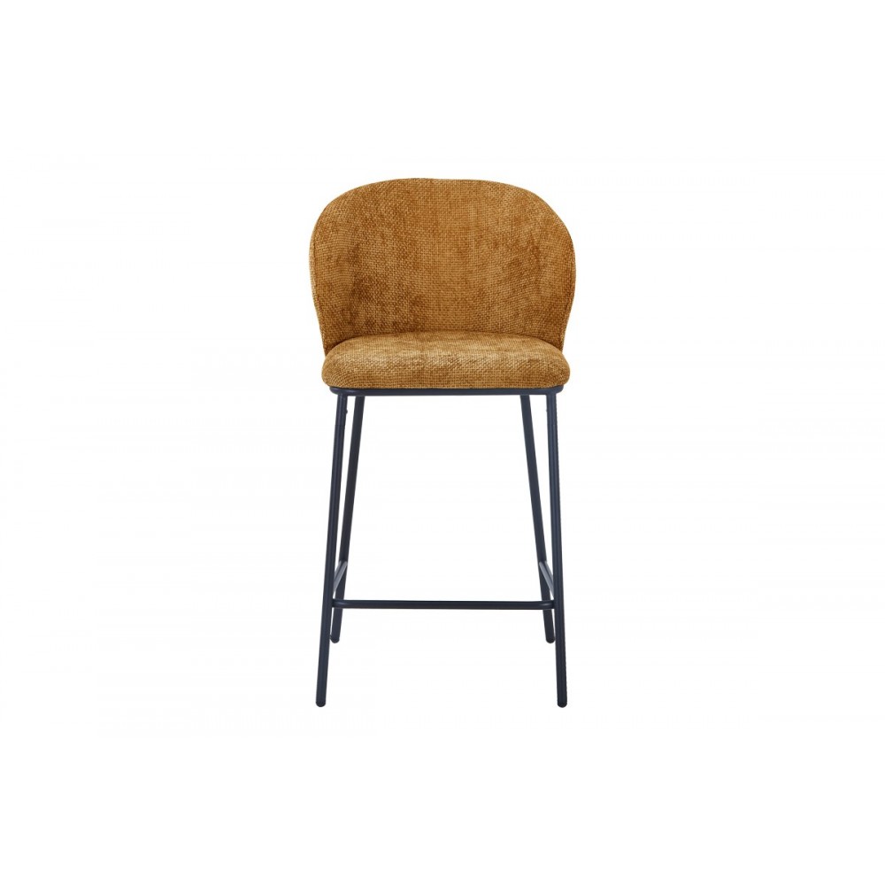 Σκαμπό μπαρ "KARG" από ύφασμα/μέταλλο σε χρώμα camel/μαύρο 49x46x93