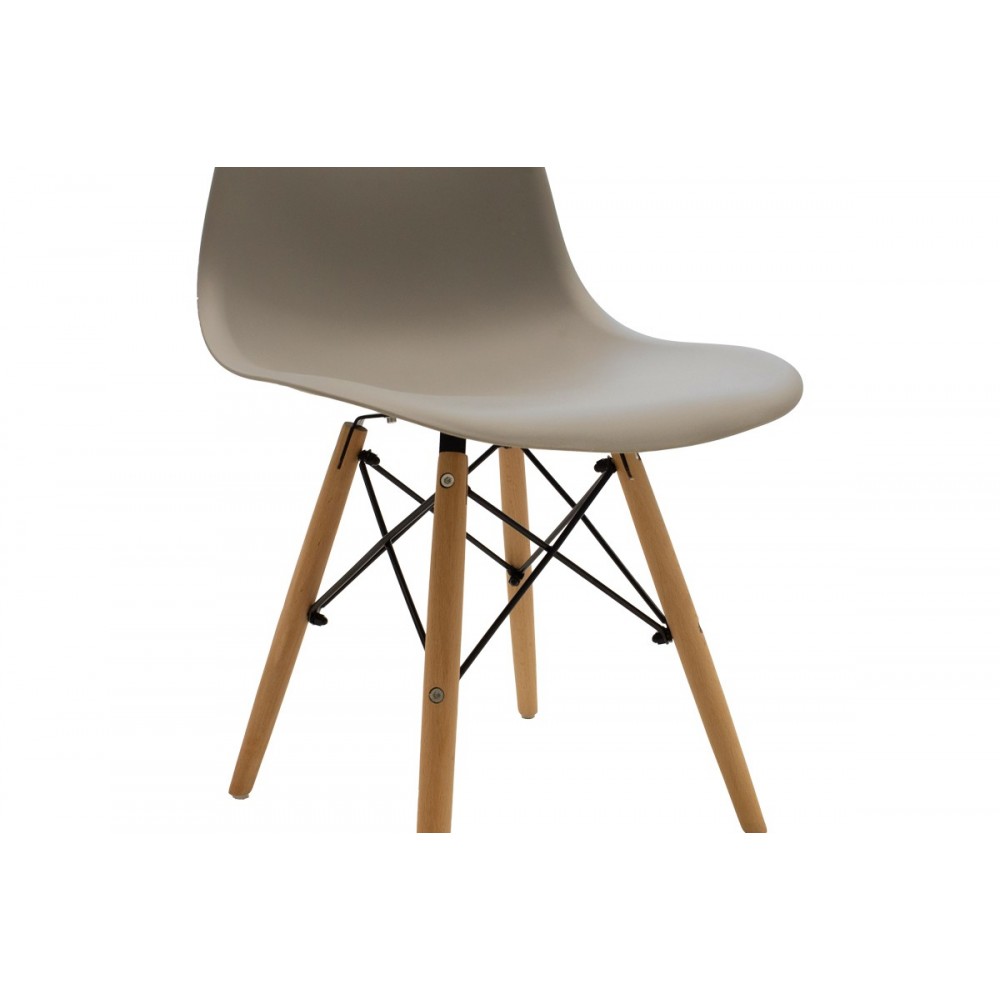 Καρέκλα "JULITA" από pp/ξύλο σε χρώμα καπουτσίνο/φυσικό 46x52x80