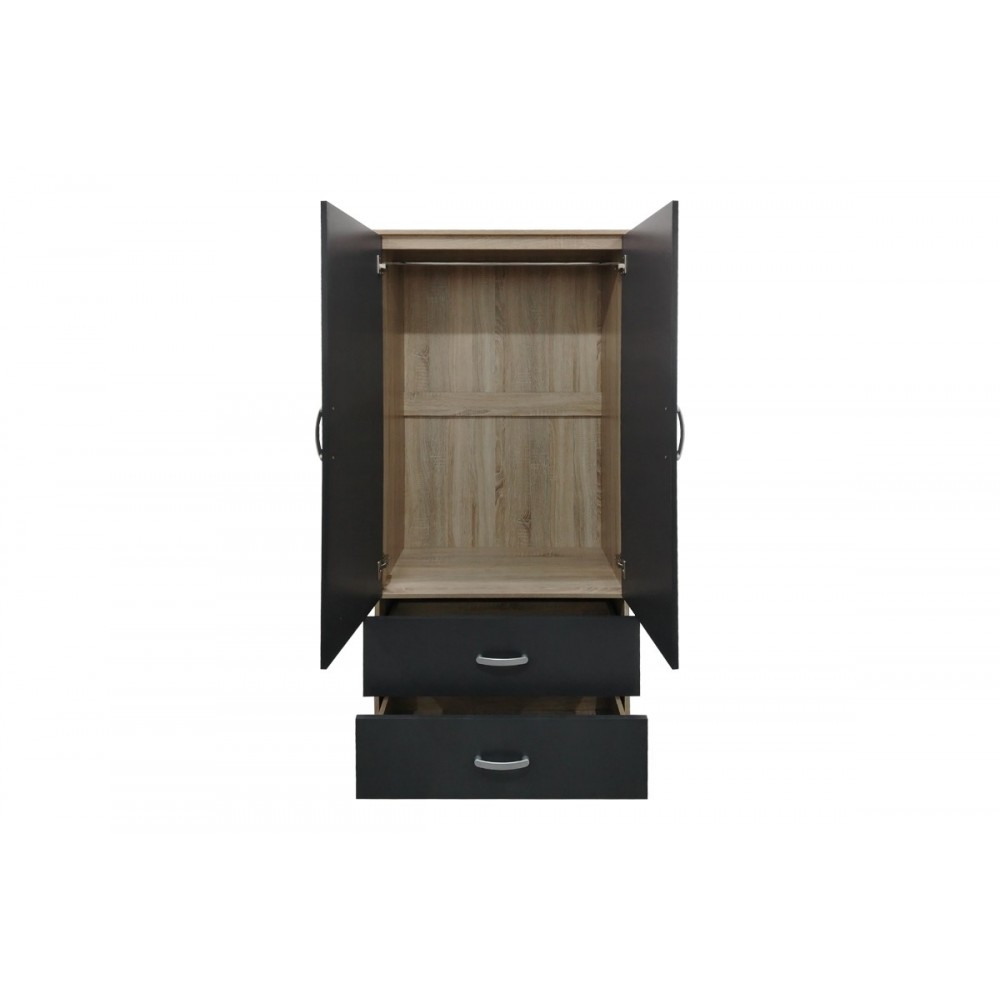 Ντουλάπα δίφυλλη "LEGO" σε χρώμα σονόμα/ανθρακί 80x42x180