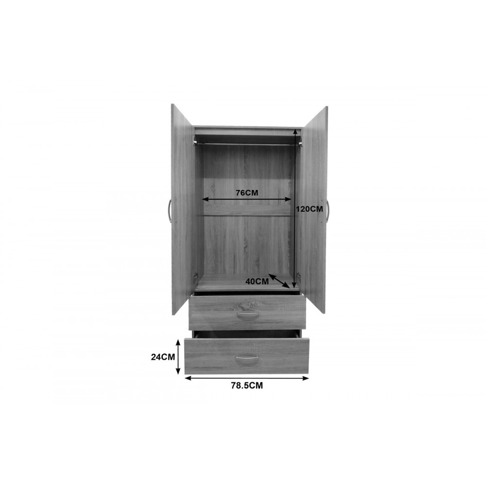 Ντουλάπα δίφυλλη "LEGO" σε χρώμα σονόμα/ανθρακί 80x42x180