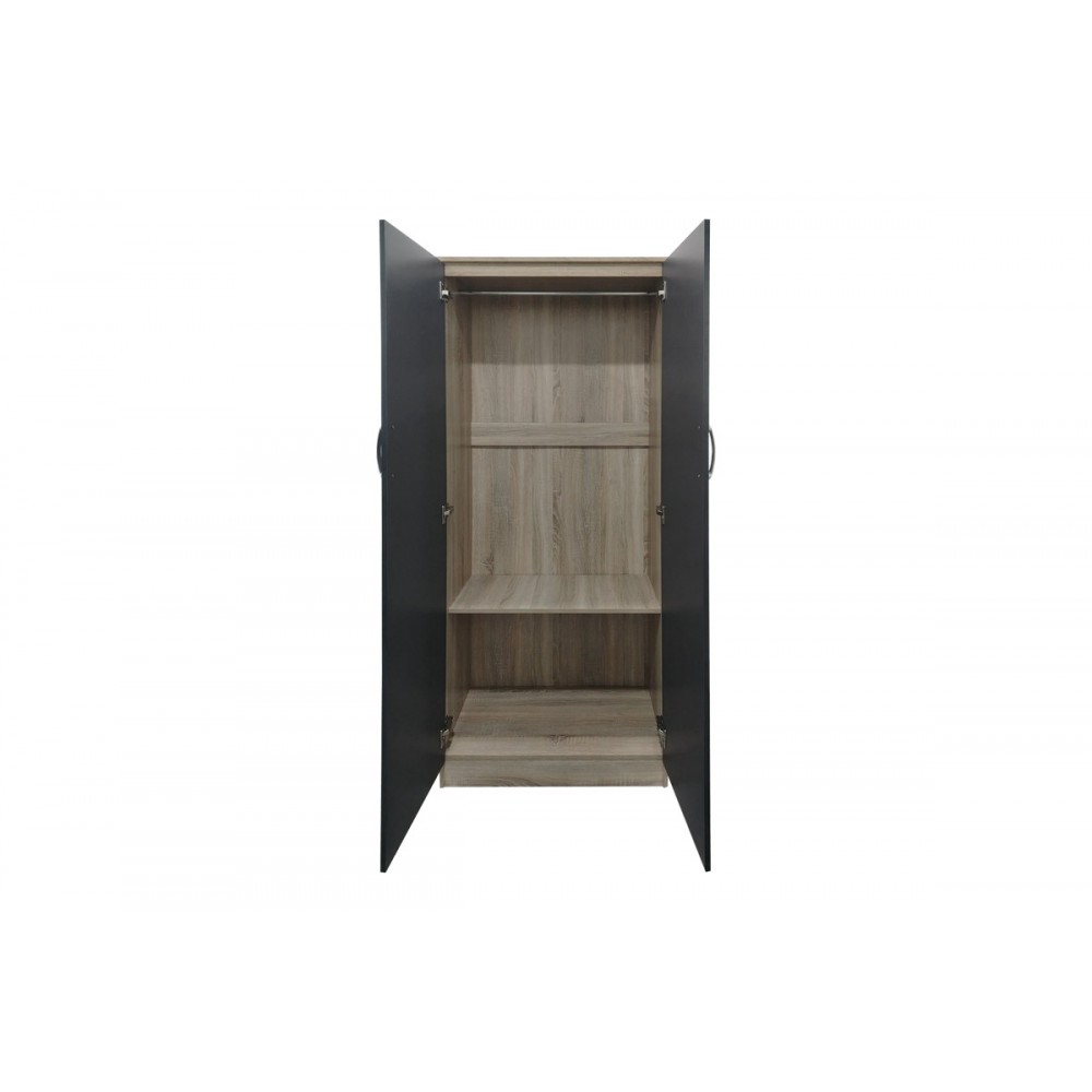 Ντουλάπα δίφυλλη "LEGO" σε χρώμα σονόμα/ανθρακί 80x42x180