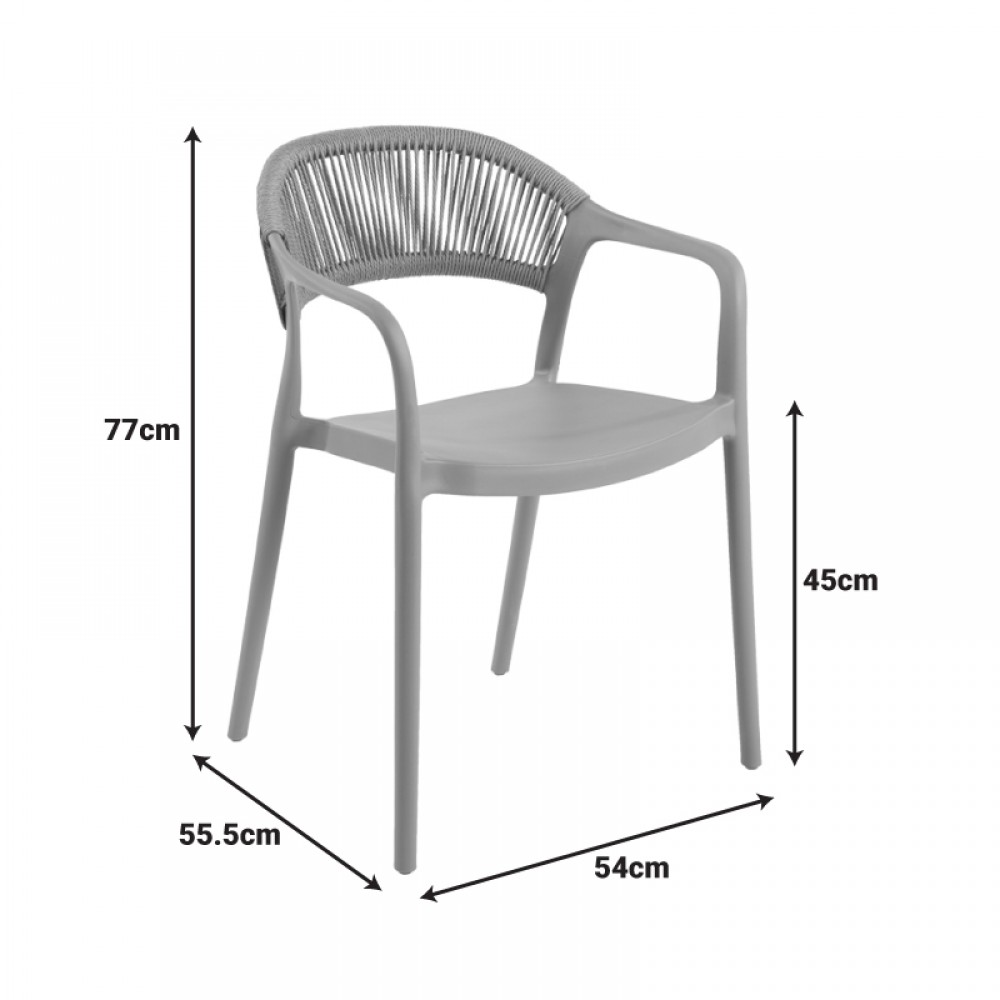 Πολυθρόνα Ankara στοιβαζόμενη pp-pe rattan σε μαύρη-φυσική απόχρωση 54x55.5x77