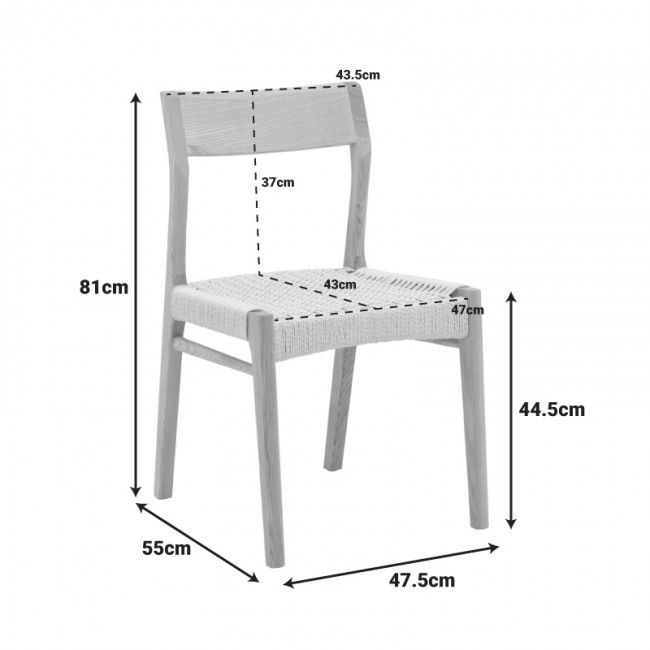 Καρέκλα "KARLINDA" από ξύλο/σχοινί σε χρώμα φυσικό 47.5x55x81