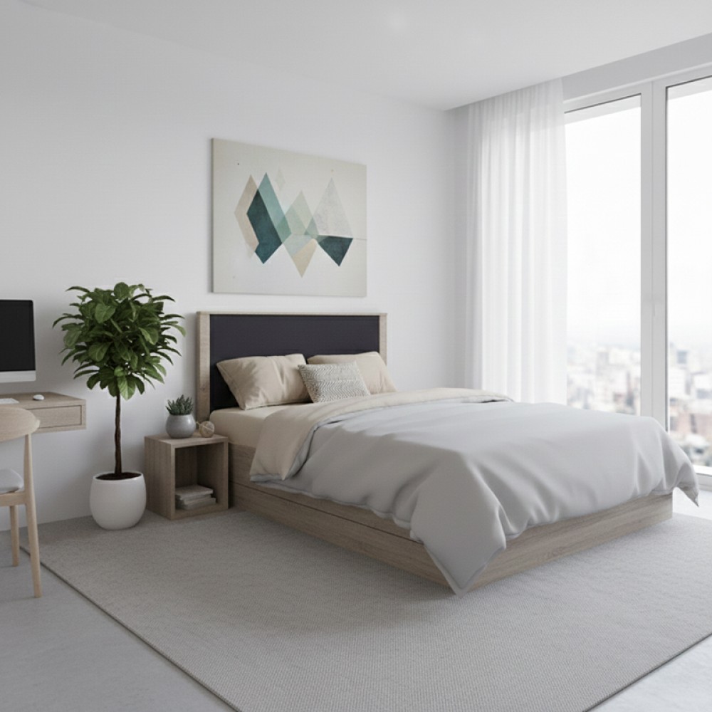 Κρεβάτι "ATHOS" σε  χρώμα sonoma-ανθρακί 140x200