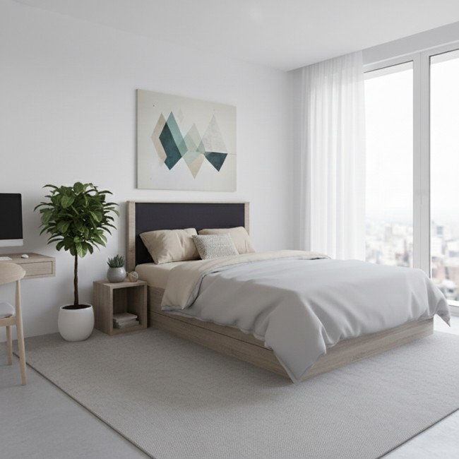 Κρεβάτι "ATHOS" σε  χρώμα sonoma-ανθρακί 140x200