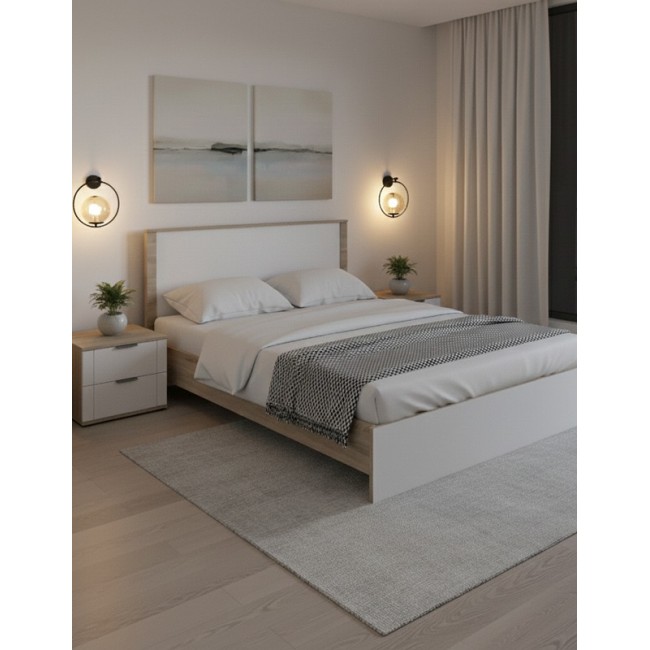 Κρεβάτι "ATHOS" σε χρώμα sonoma-λευκό 160x200