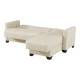 Γωνιακός καναπές-κρεβάτι "STASHIO"αναστρέψιμος από ύφασμα σε χρώμα κρεμ 202x143x84