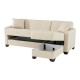 Γωνιακός καναπές-κρεβάτι "STASHIO"αναστρέψιμος από ύφασμα σε χρώμα κρεμ 202x143x84
