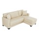 Γωνιακός καναπές-κρεβάτι "STASHIO"αναστρέψιμος από ύφασμα σε χρώμα κρεμ 202x143x84