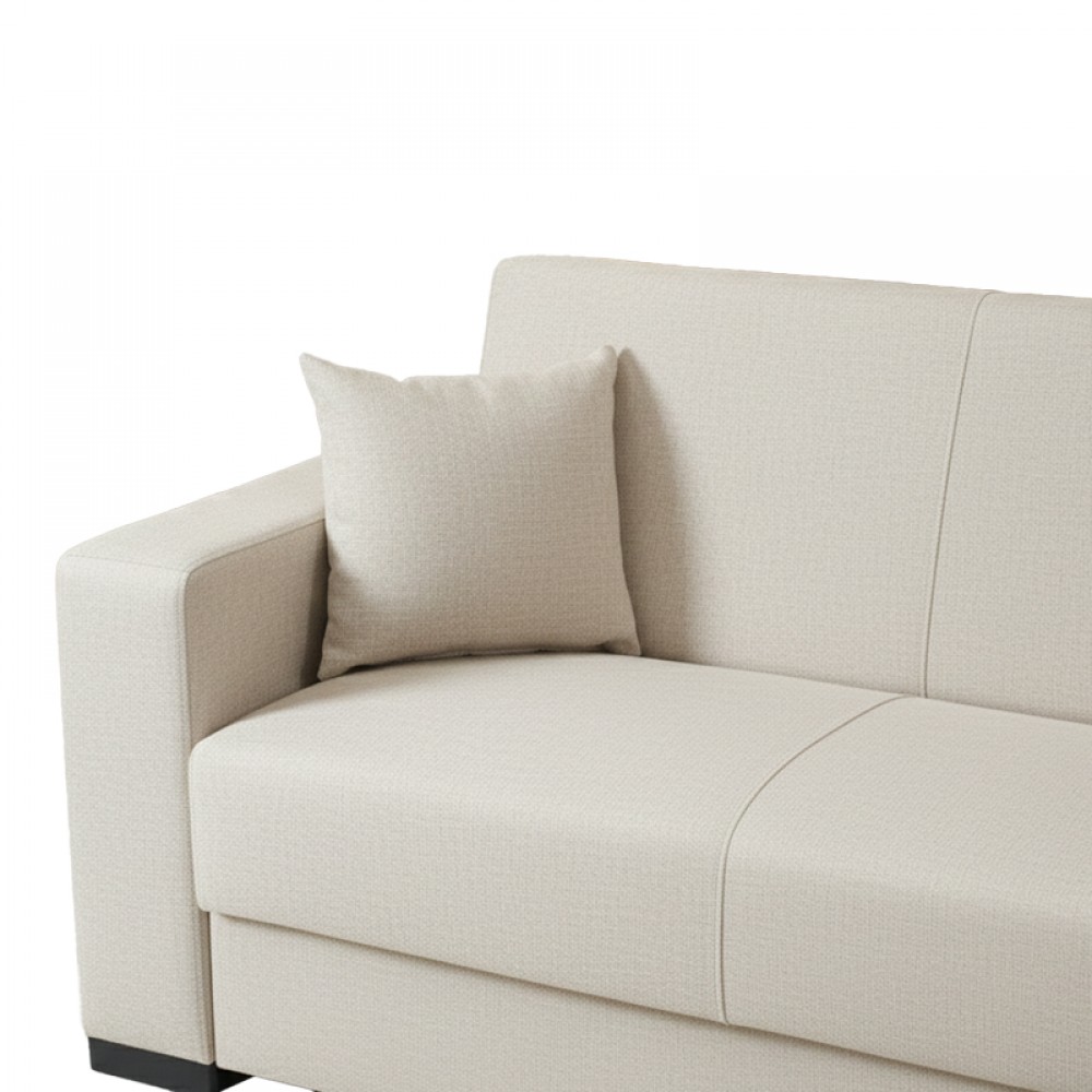 Γωνιακός καναπές-κρεβάτι "DUMMA" αναστρέψιμος από ύφασμα σε χρώμα κρεμ 226x148x86