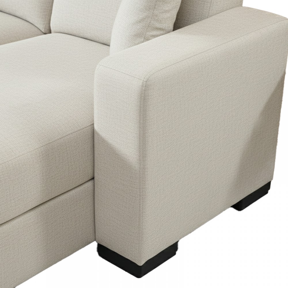 Γωνιακός καναπές-κρεβάτι "DUMMA" αναστρέψιμος από ύφασμα σε χρώμα κρεμ 226x148x86