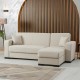 Γωνιακός καναπές-κρεβάτι "DUMMA" αναστρέψιμος από ύφασμα σε χρώμα κρεμ 226x148x86