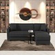 Γωνιακός καναπές-κρεβάτι "STASHIO" αναστρέψιμος από ύφασμα σε χρώμα ανθρακί 202x143x84
