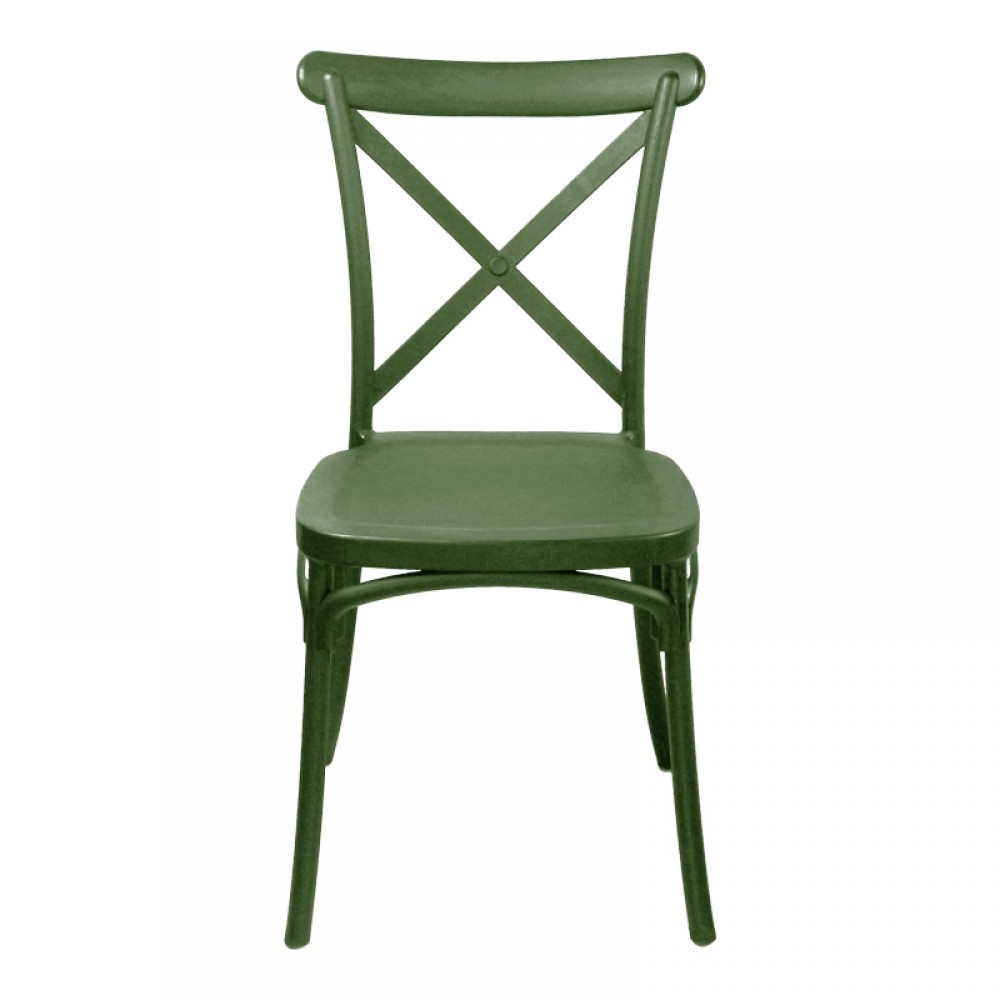 Καρέκλα "CROSSIE" στοιβαζόμενη από pp σε χρώμα σκούρο πράσινο 38x46.5x82
