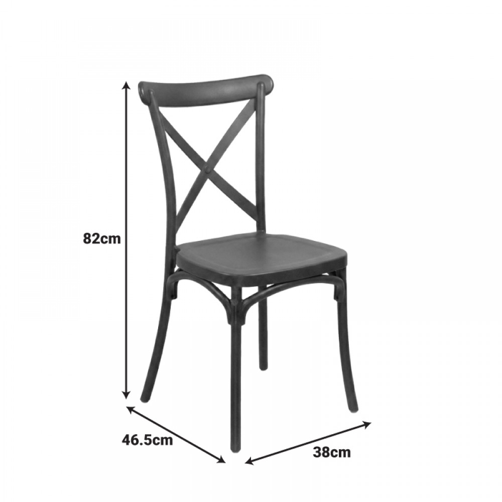 Καρέκλα "CROSSIE" στοιβαζόμενη από pp σε χρώμα σκούρο πράσινο 38x46.5x82