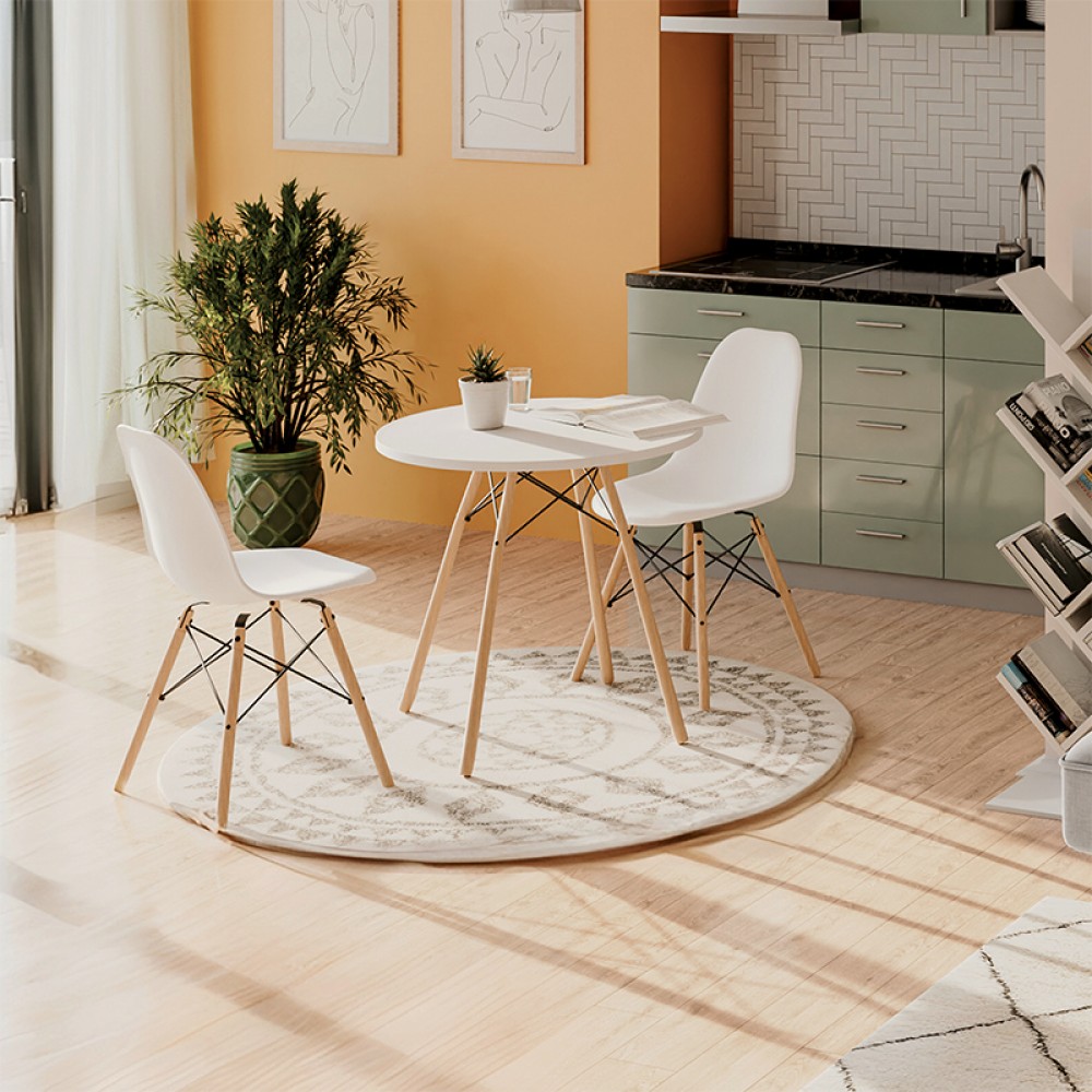 Σετ τραπεζαρίας "JULITA" 3τμχ σε χρώμα λευκό Φ80x73