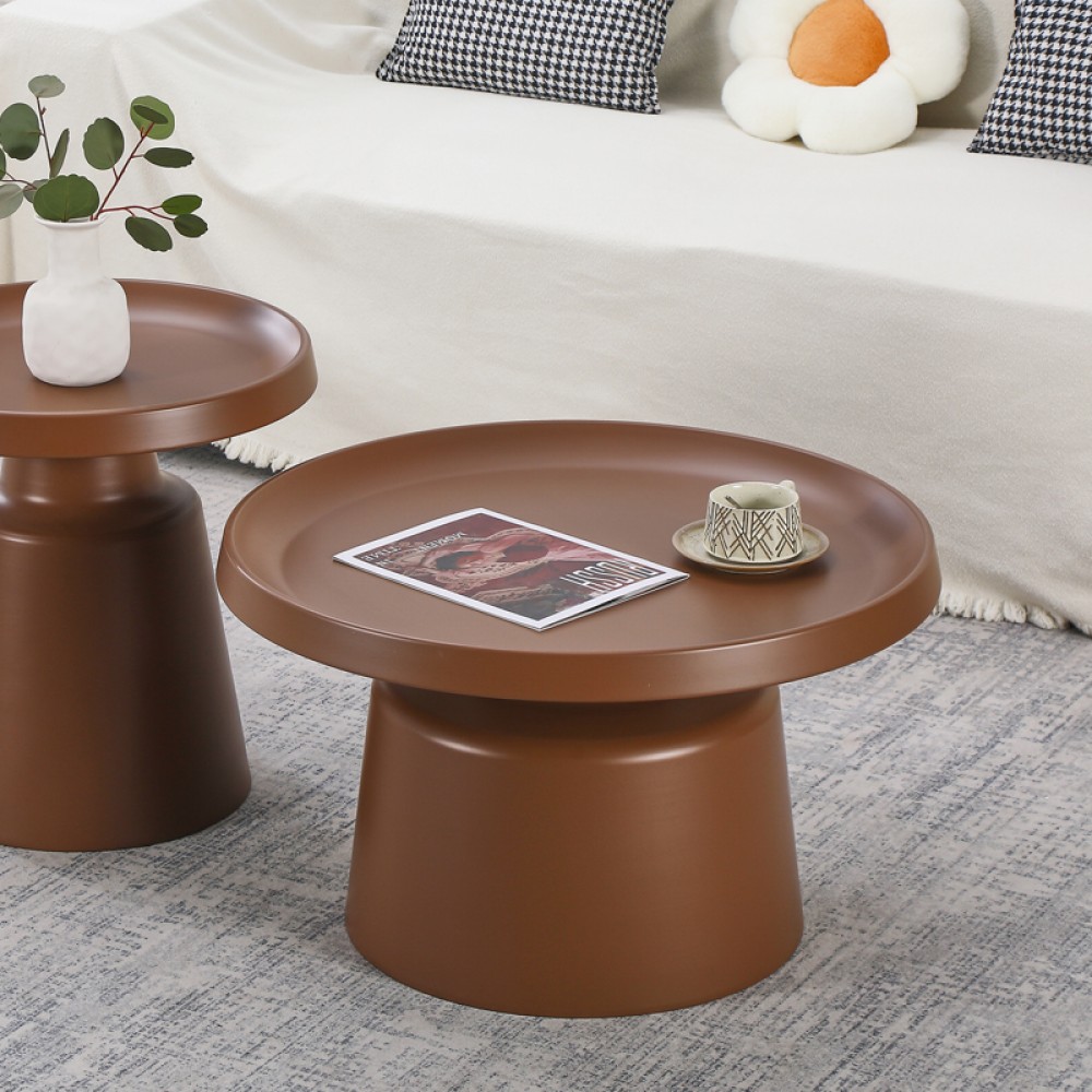 Τραπέζι σαλονιού "GINOZE" από μέταλλο σε χρώμα καφέ Φ70x42,5