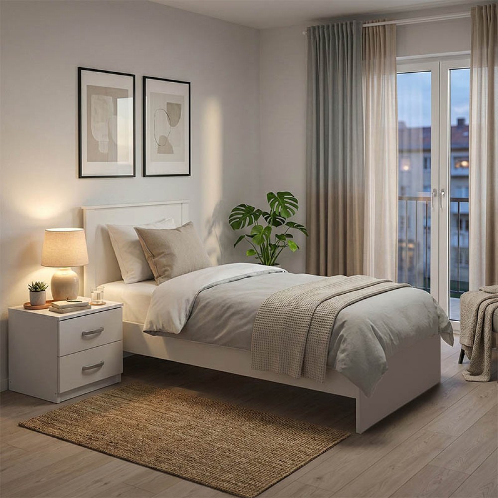 Σετ Κρεβατοκάμαρας "ATHOS" 2τμχ σε χρώμα λευκό 90x190