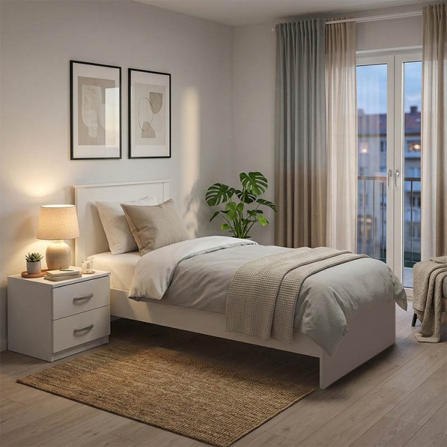 Σετ Κρεβατοκάμαρας "ATHOS" 2τμχ σε χρώμα λευκό 90x190