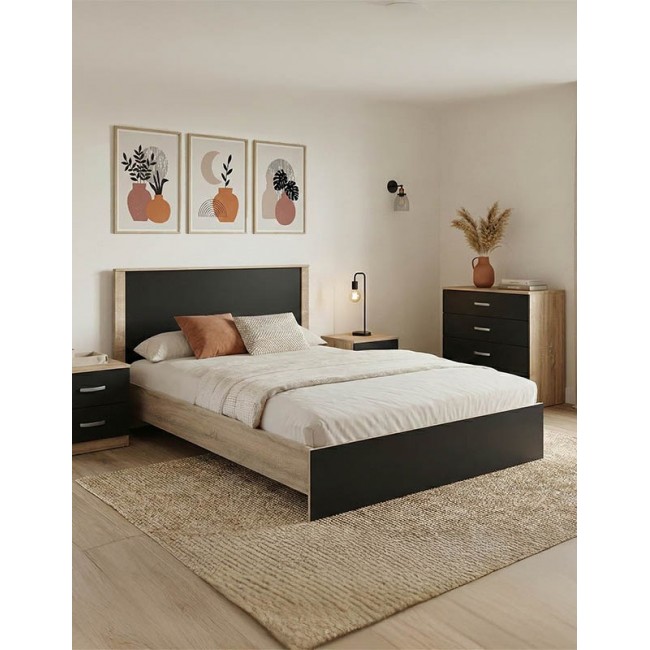 Σετ Κρεβατοκάμαρας "ATHOS" 4τμχ σε χρώμα  sonoma - ανθρακί 140x200