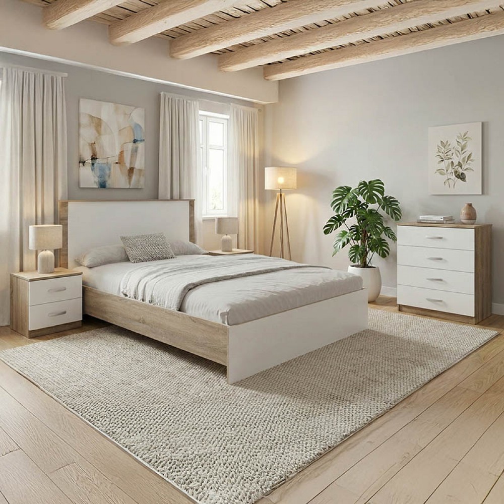 Σετ Κρεβατοκάμαρας "ATHOS" 4τμχ σε χρώμα sonoma - λευκό 140x200