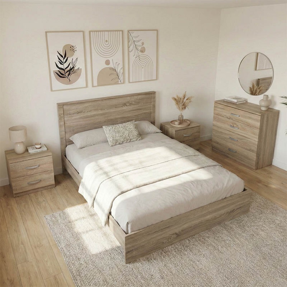 Σετ Κρεβατοκάμαρας "ATHOS" 4τμχ σε χρώμα sonoma 140x200