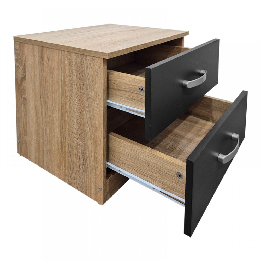 Κομοδίνο "ATHOS" σε χρώμα sonoma-ανθρακί  48x40x41.5