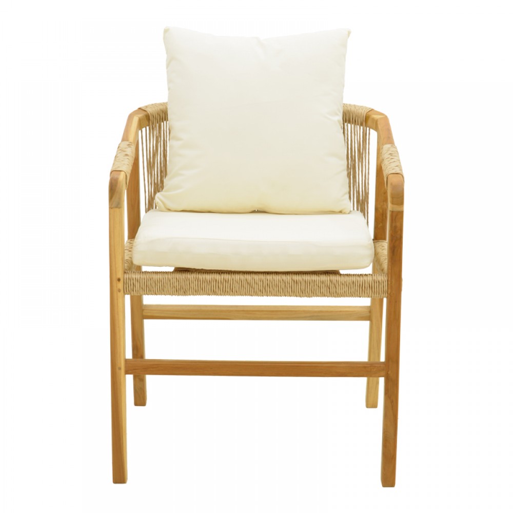 Πολυθρόνα "CUERDA" από ξύλο/pe σχοινί σε χρώμα φυσικό 55x60x80