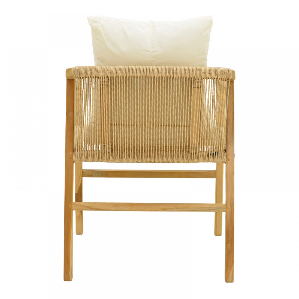 Πολυθρόνα "CUERDA" από ξύλο/pe σχοινί σε χρώμα φυσικό 55x60x80