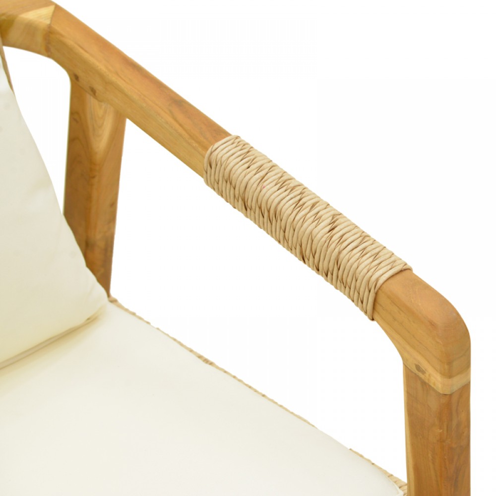 Πολυθρόνα "CUERDA" από ξύλο/pe σχοινί σε χρώμα φυσικό 55x60x80