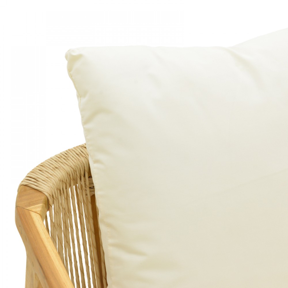 Πολυθρόνα "CUERDA" από ξύλο/pe σχοινί σε χρώμα φυσικό 55x60x80