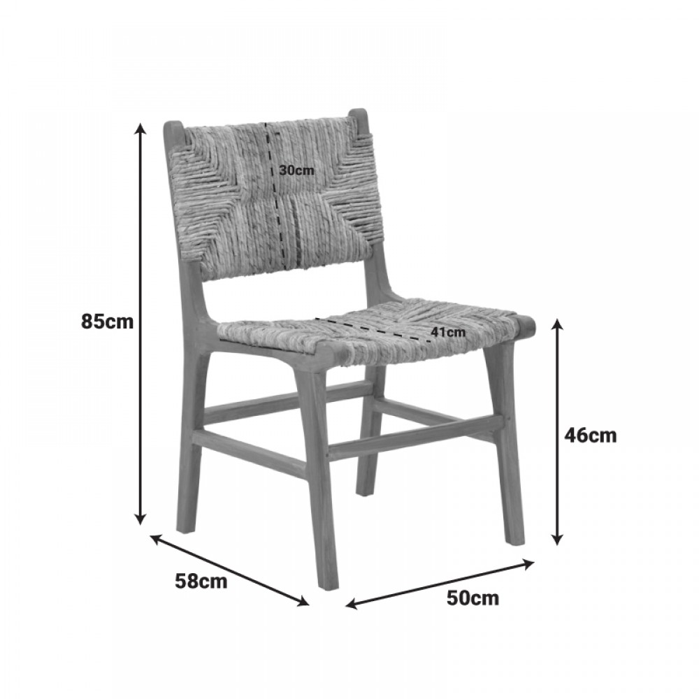 Καρέκλα "REFANE" από ξύλο με ψάθα σε χρώμα φυσικό 50x58x85