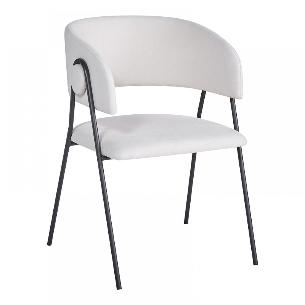 Πολυθρόνα "RACHELE" από ύφασμα / μέταλλο σε χρώμα μπεζ - μαύρο 52x65x79