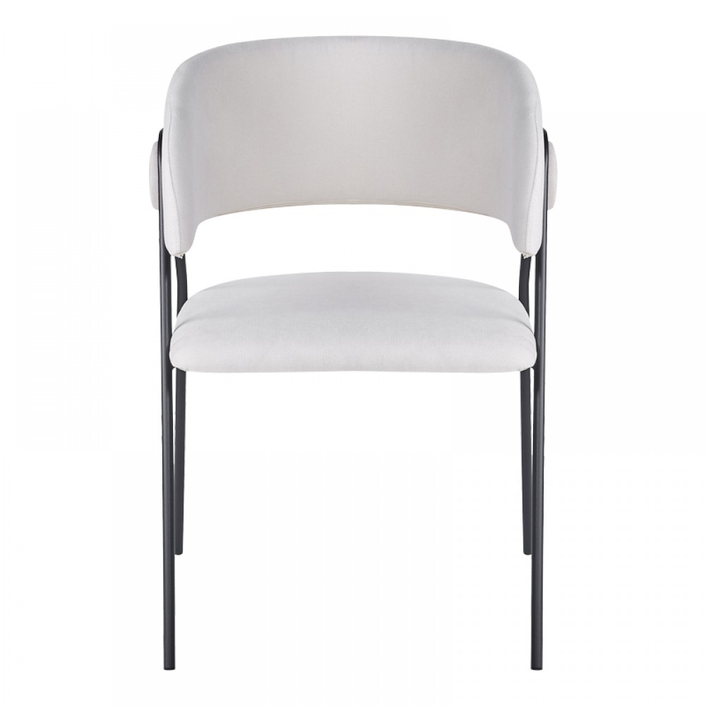 Πολυθρόνα "RACHELE" από ύφασμα / μέταλλο σε χρώμα μπεζ - μαύρο 52x65x79