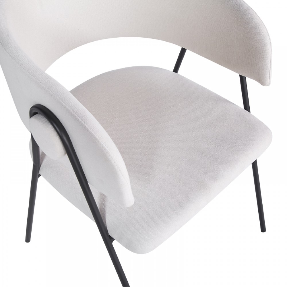 Πολυθρόνα "RACHELE" από ύφασμα / μέταλλο σε χρώμα μπεζ - μαύρο 52x65x79