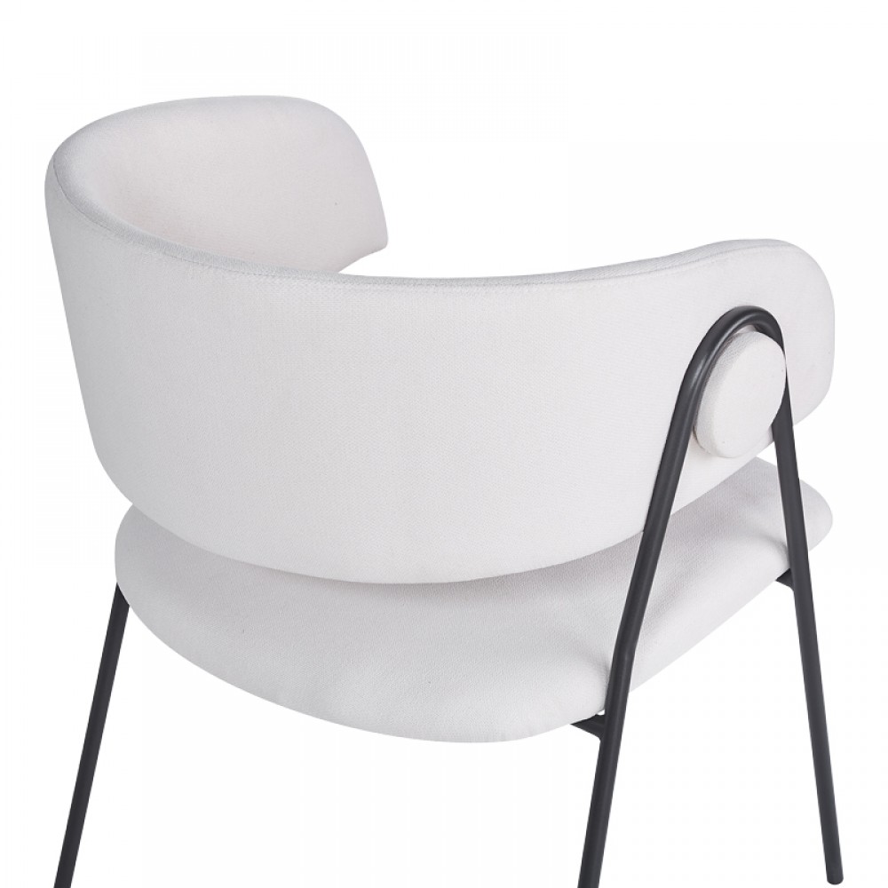 Πολυθρόνα "RACHELE" από ύφασμα / μέταλλο σε χρώμα μπεζ - μαύρο 52x65x79