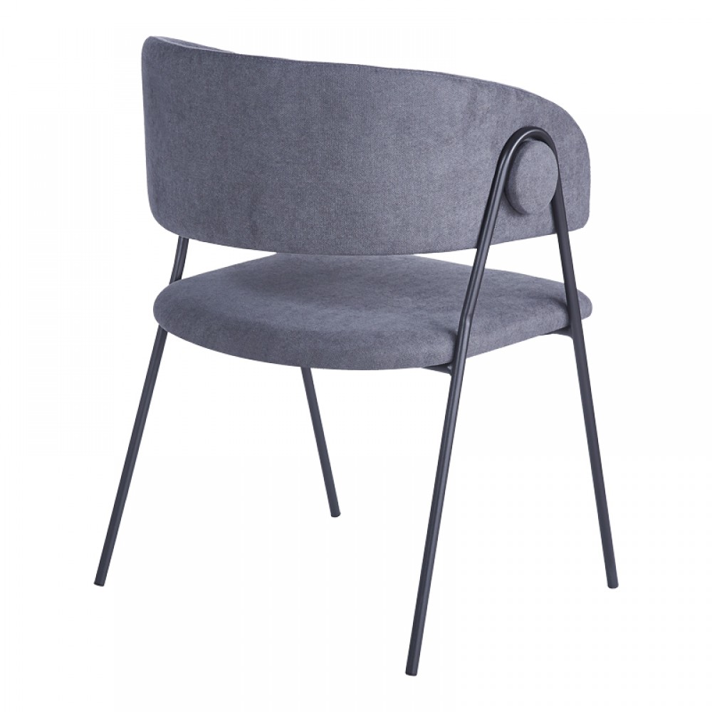 Πολυθρόνα "RACHELE" από ύφασμα-μέταλλο σε χρώμα ανθρακί-μαύρο 52x65x79