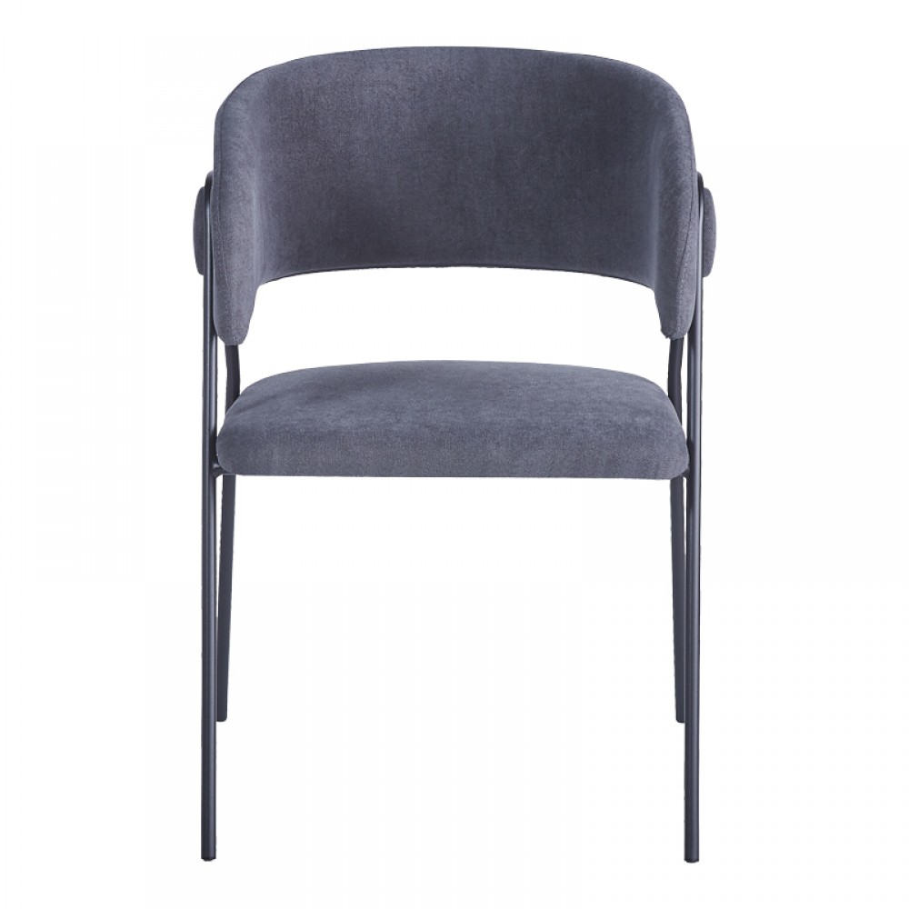 Πολυθρόνα "RACHELE" από ύφασμα-μέταλλο σε χρώμα ανθρακί-μαύρο 52x65x79