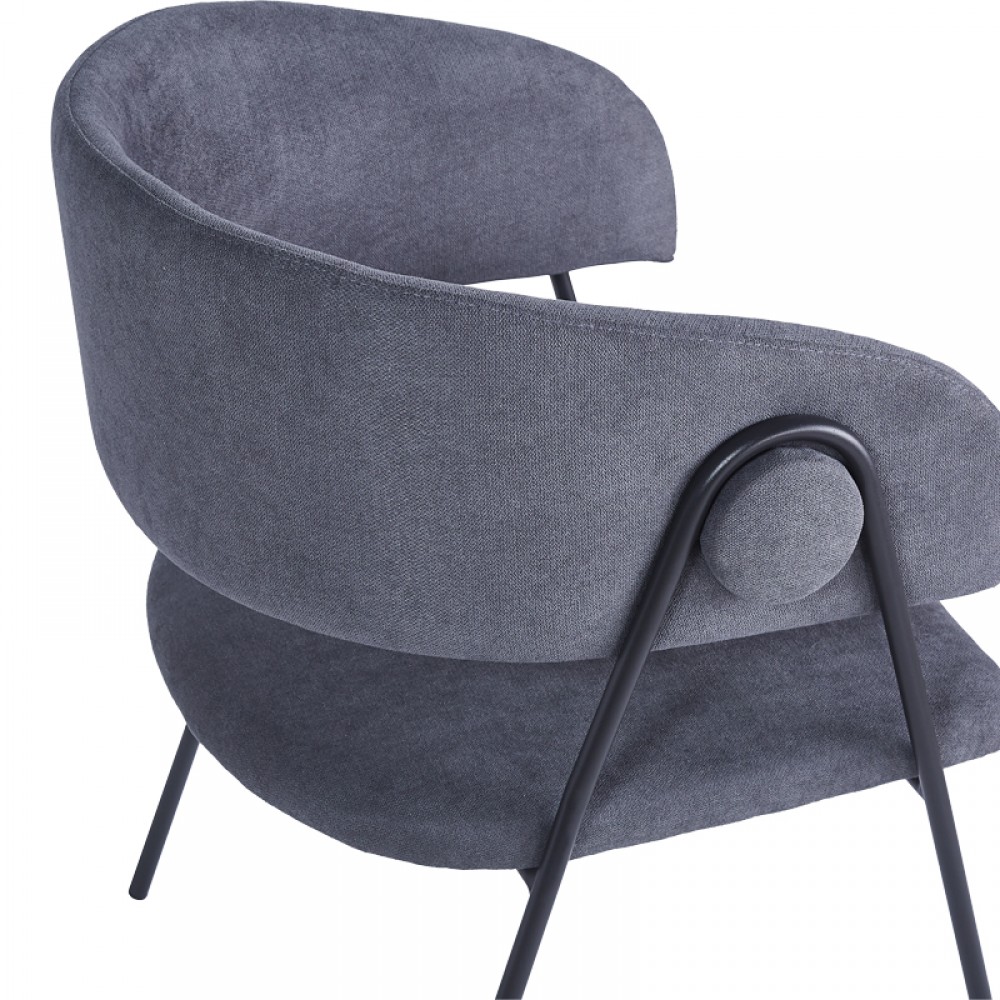 Πολυθρόνα "RACHELE" από ύφασμα-μέταλλο σε χρώμα ανθρακί-μαύρο 52x65x79