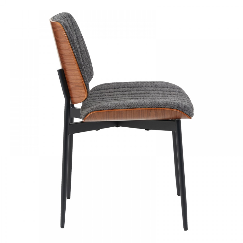 Καρέκλα "KATHY" από ξύλο/ύφασμα σε χρώμα καρυδί/γκρι 51x58x81