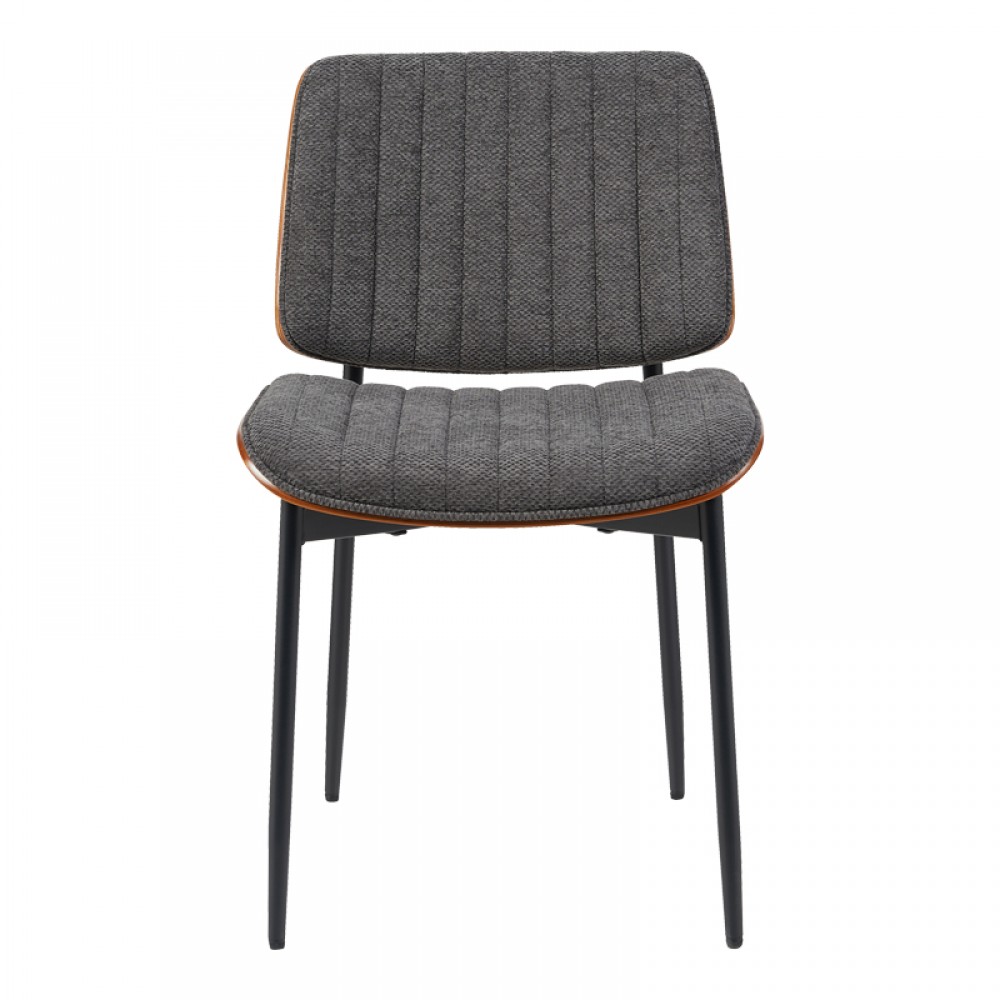 Καρέκλα "KATHY" από ξύλο/ύφασμα σε χρώμα καρυδί/γκρι 51x58x81