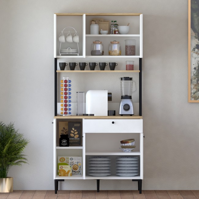 Ντουλάπια κουζίνας "LENNER" σε χρώμα λευκό-sonoma 90x45x184