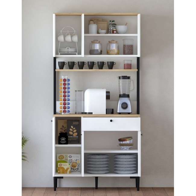 Ντουλάπια κουζίνας "LENNER" σε χρώμα λευκό-sonoma 90x45x184