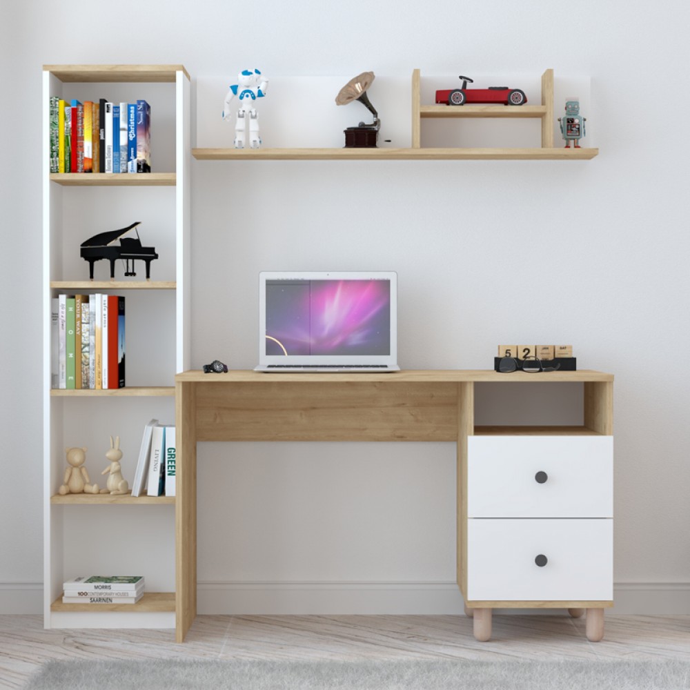 Σύνθεση γραφείου "KONTOR" σε χρώμα sonoma-λευκό 160x50x162