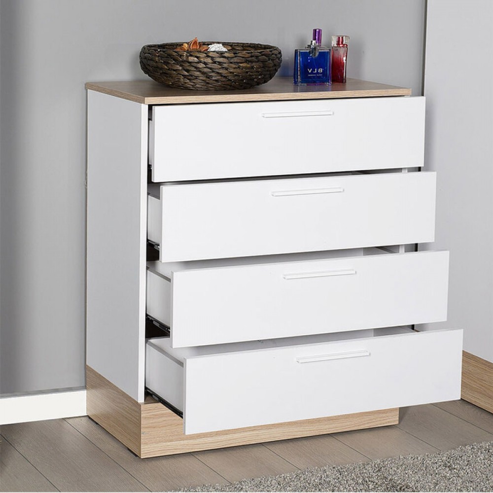 Συρταριέρα "PELITA" σε  χρώμα λευκό-oak 72x40x88