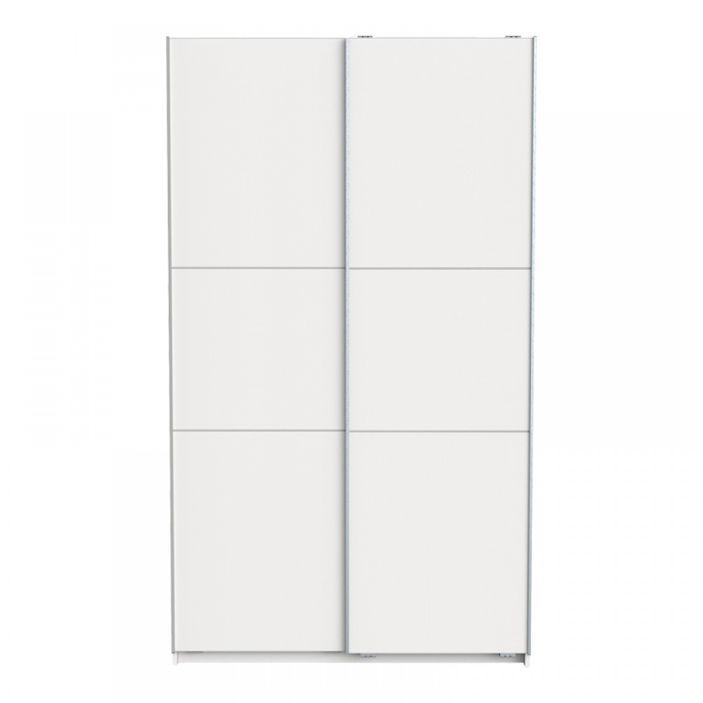 Ντουλάπα δίφυλλη "KAWEN" με συρόμενες πόρτες σε χρώμα λευκό 116.5x60x203