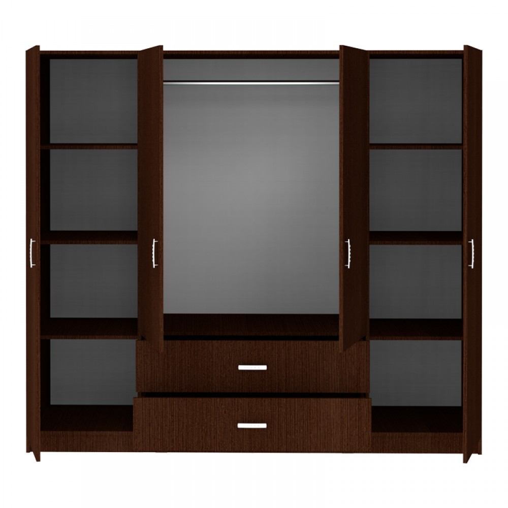 Ντουλάπα τετράφυλλη "ROYAL" με συρτάρια σε χρώμα wenge 200x58x177