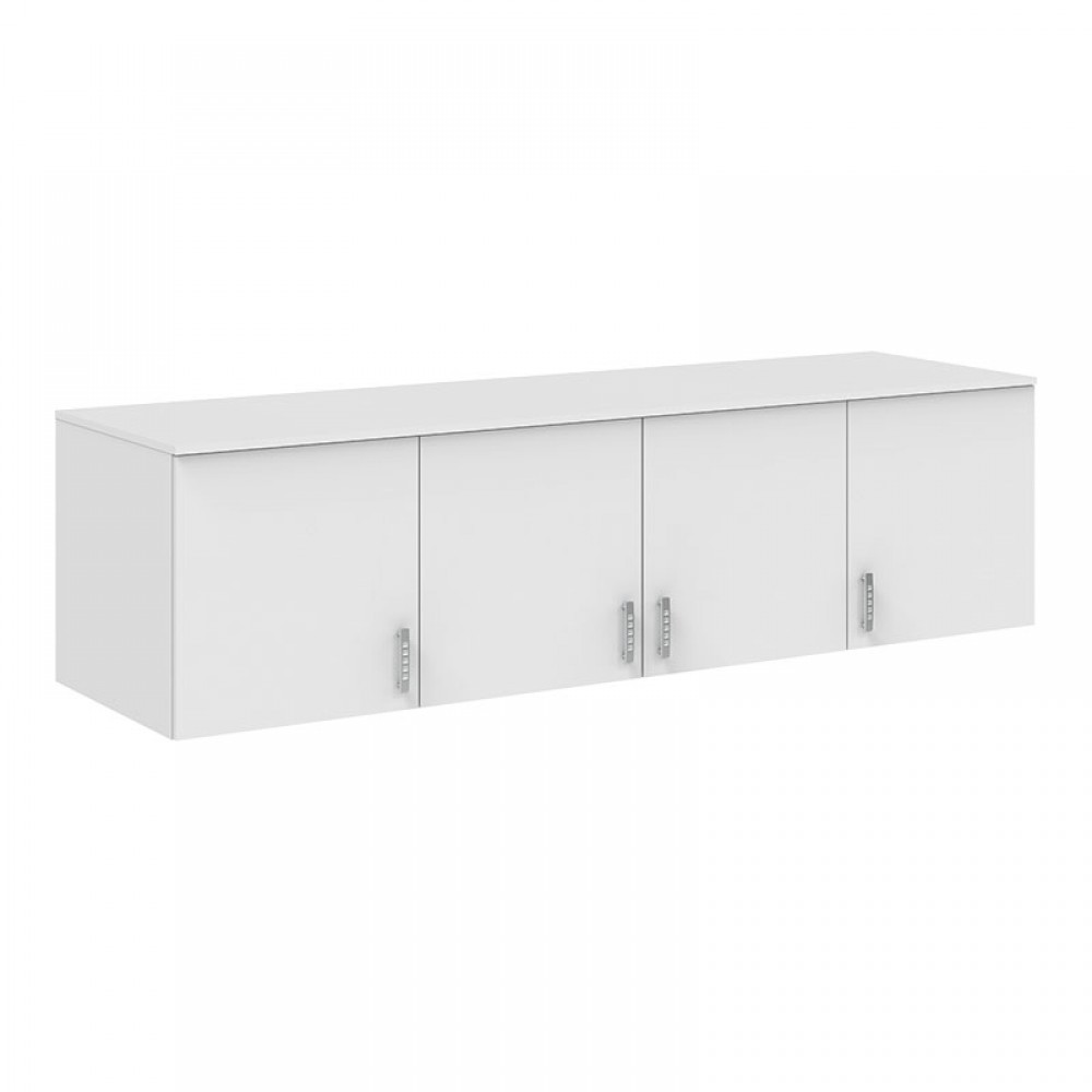 Ντουλάπα τετράφυλλη "ROYAL" με συρτάρια και πατάρι σε χρώμα λευκό 200x58x230