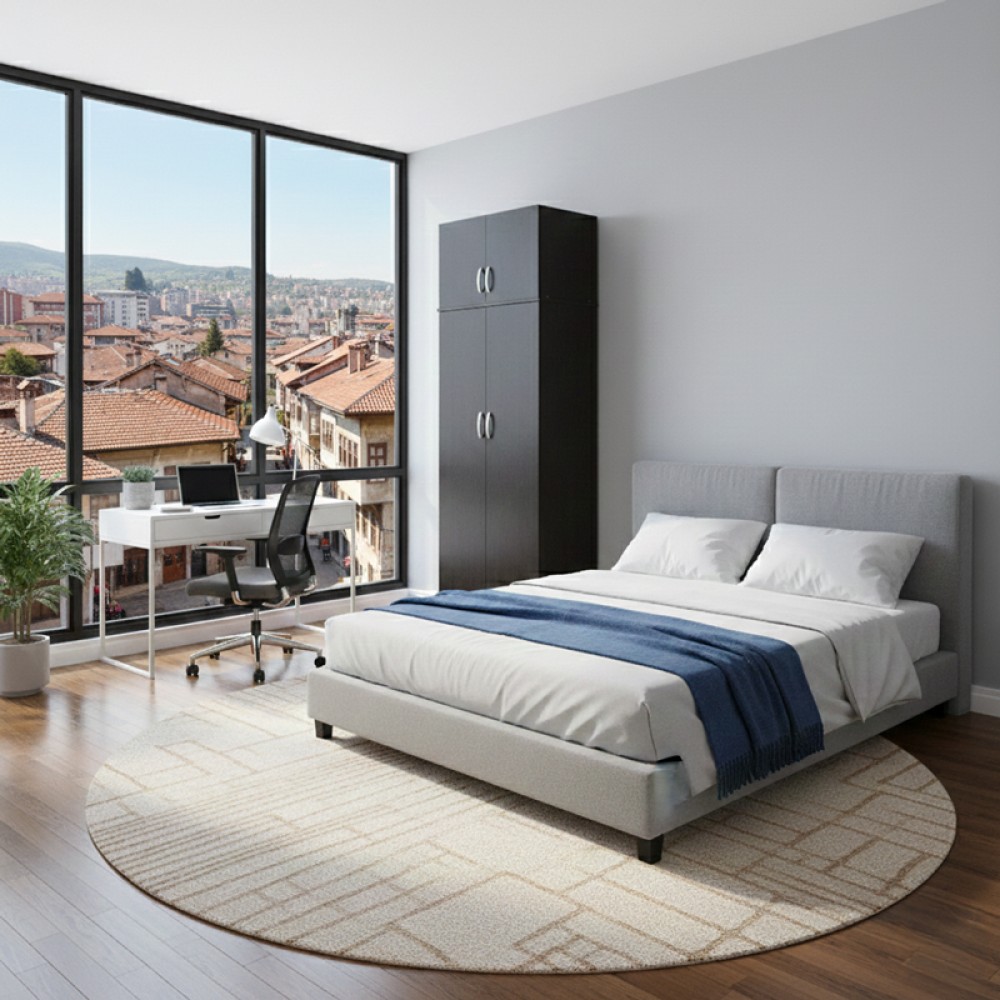 Ντουλάπα δίφυλλη "ATHOS" με πατάρι σε χρώμα wenge 80x42x240